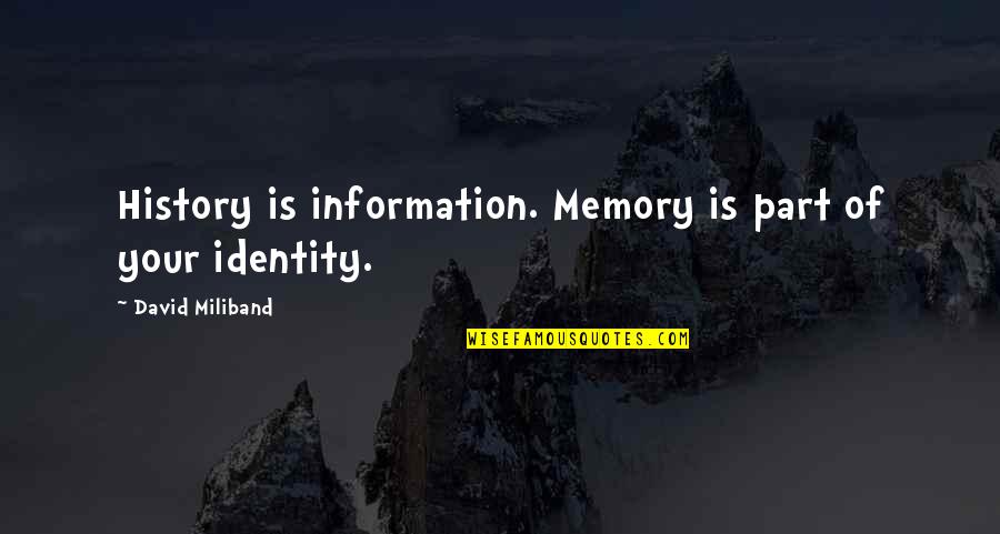 Petelo Gi Quotes By David Miliband: History is information. Memory is part of your Petelo Gi Quotes By David Miliband: History is information. Memory is part of your