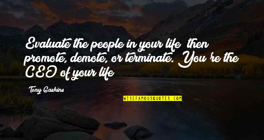Petelo Gi Quotes By Tony Gaskins: Evaluate the people in your life; then promote, Petelo Gi Quotes By Tony Gaskins: Evaluate the people in your life; then promote,