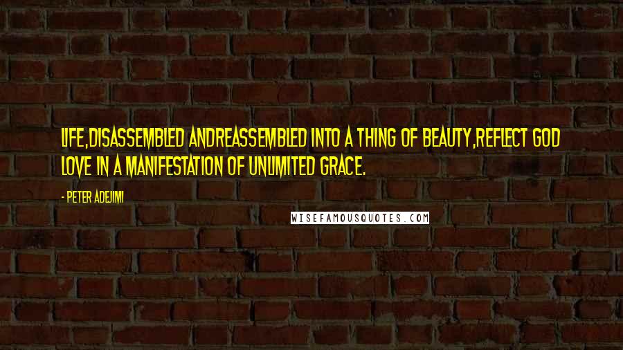 Peter Adejimi quotes: Life,disassembled andreassembled into a thing of beauty,reflect GOD love in a manifestation of unlimited grace.