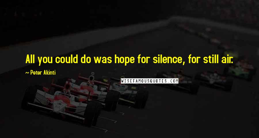 Peter Akinti quotes: All you could do was hope for silence, for still air.