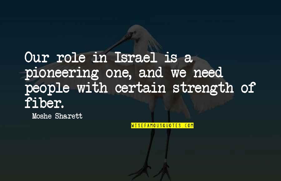 Peter And Pavel Quotes By Moshe Sharett: Our role in Israel is a pioneering one,