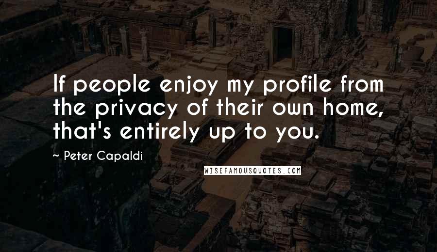 Peter Capaldi quotes: If people enjoy my profile from the privacy of their own home, that's entirely up to you.