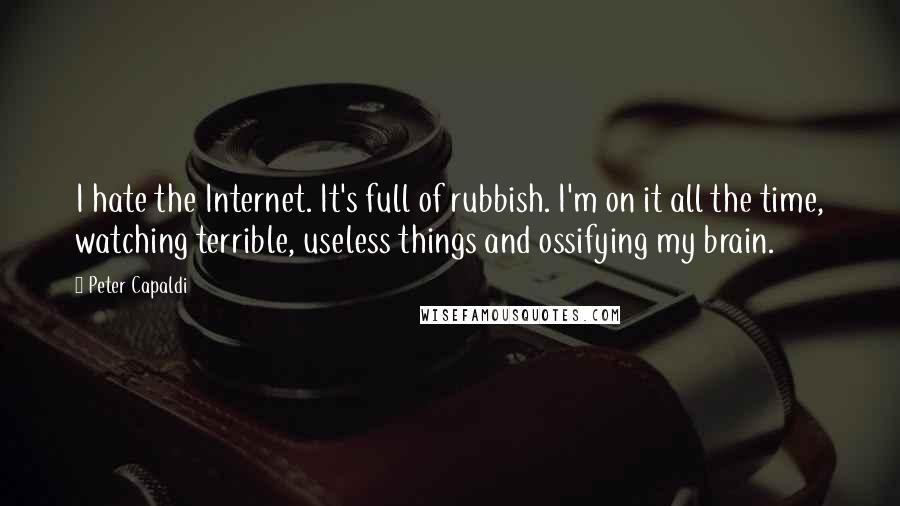 Peter Capaldi quotes: I hate the Internet. It's full of rubbish. I'm on it all the time, watching terrible, useless things and ossifying my brain.