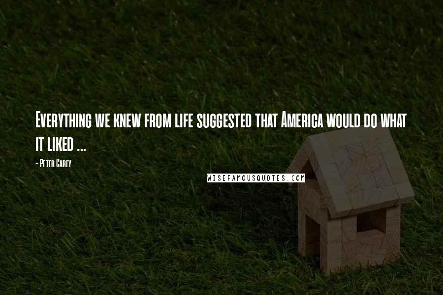 Peter Carey quotes: Everything we knew from life suggested that America would do what it liked ...