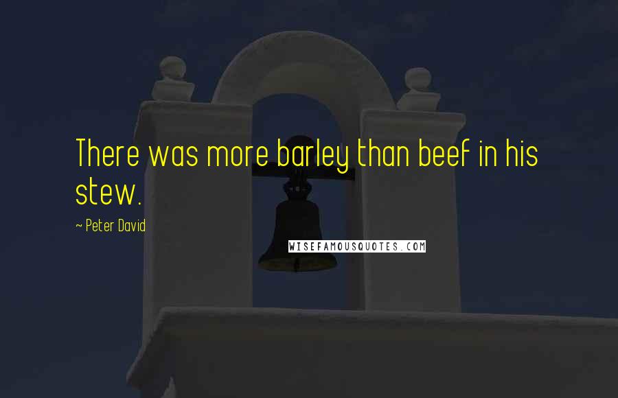 Peter David quotes: There was more barley than beef in his stew.