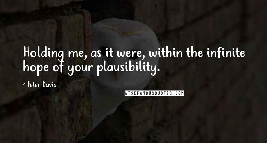 Peter Davis quotes: Holding me, as it were, within the infinite hope of your plausibility.