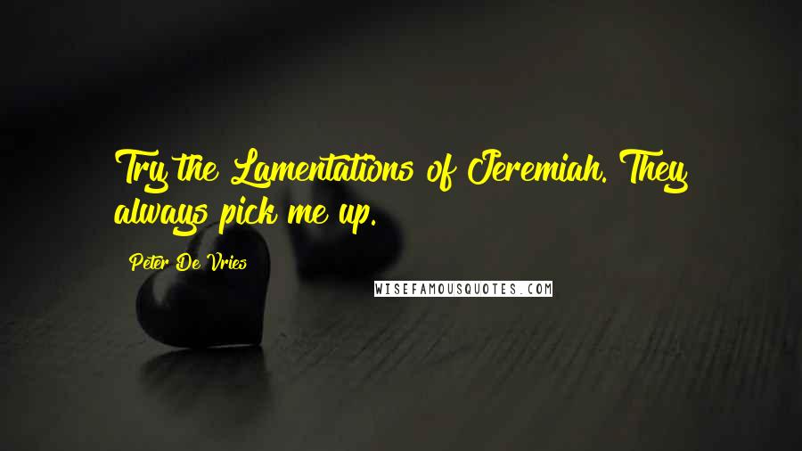 Peter De Vries quotes: Try the Lamentations of Jeremiah. They always pick me up.