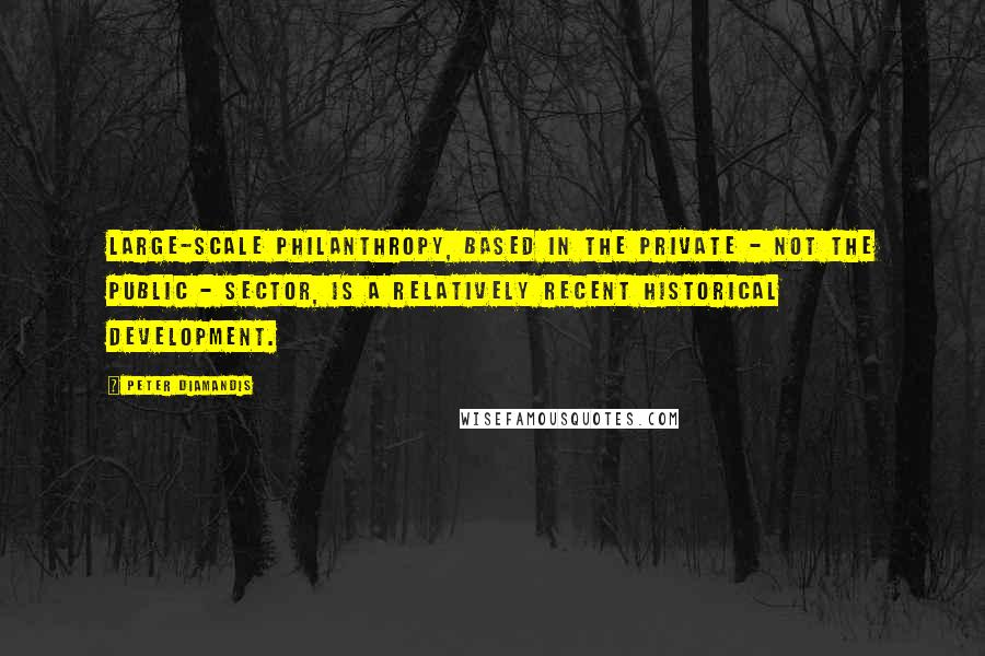 Peter Diamandis quotes: Large-scale philanthropy, based in the private - not the public - sector, is a relatively recent historical development.