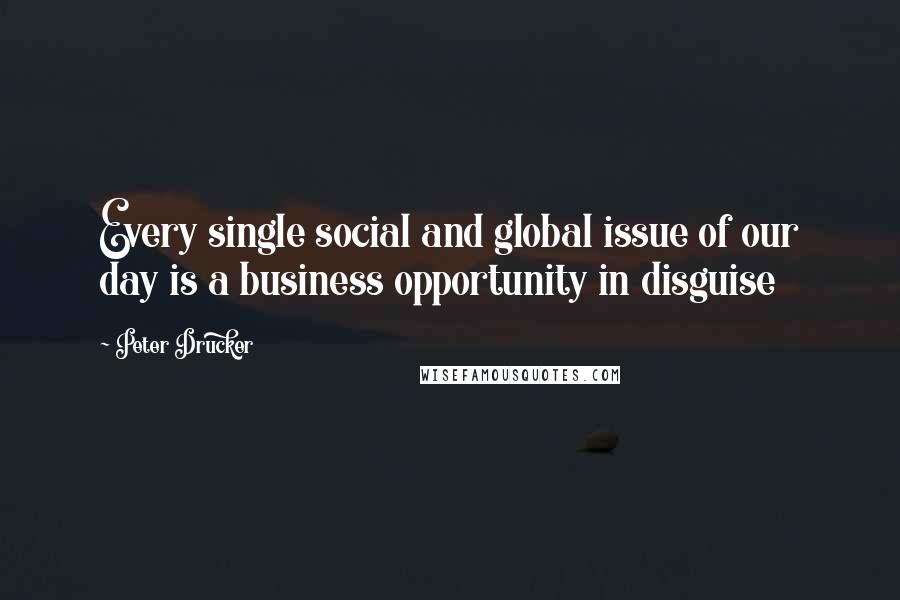 Peter Drucker quotes: Every single social and global issue of our day is a business opportunity in disguise