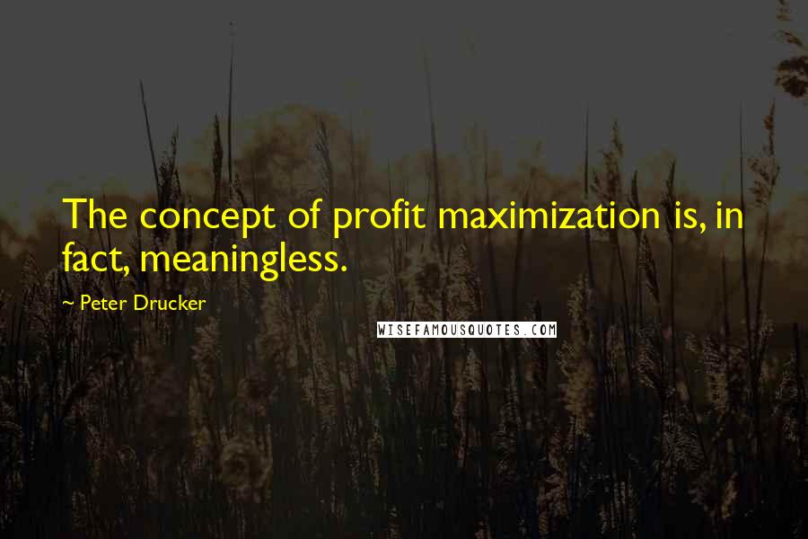 Peter Drucker quotes: The concept of profit maximization is, in fact, meaningless.