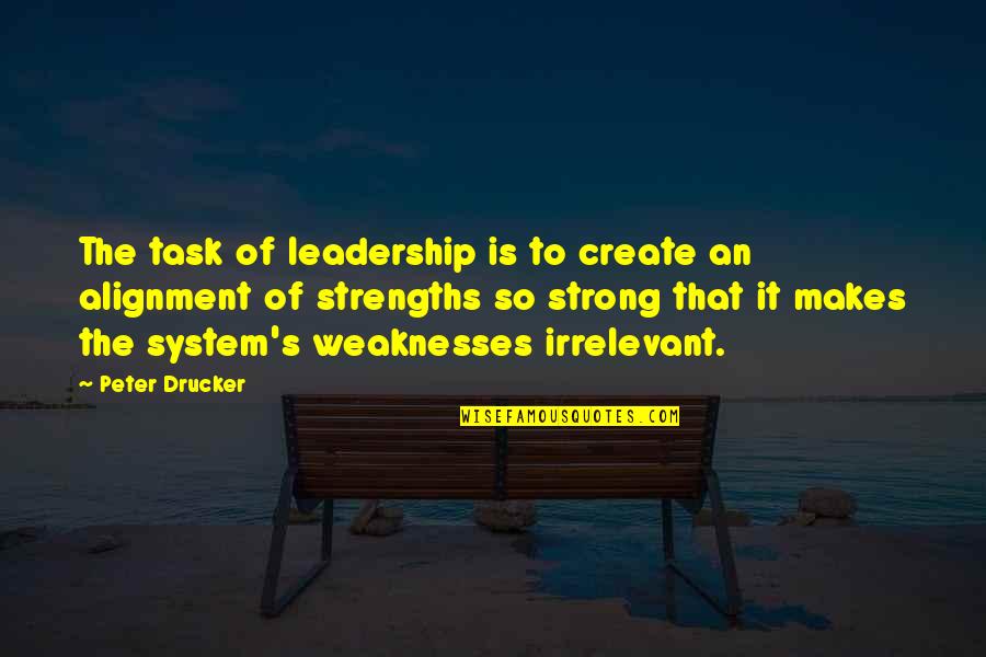 Peter Drucker Strengths Quotes By Peter Drucker: The task of leadership is to create an Peter Drucker Strengths Quotes By Peter Drucker: The task of leadership is to create an