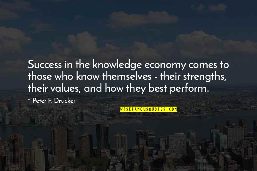 Peter Drucker Strengths Quotes By Peter F. Drucker: Success in the knowledge economy comes to those Peter Drucker Strengths Quotes By Peter F. Drucker: Success in the knowledge economy comes to those