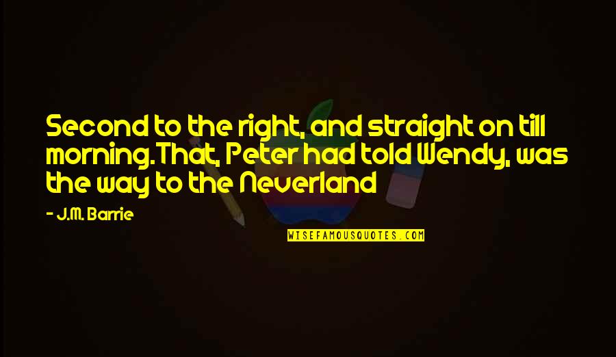 Peter E Wendy Quotes By J.M. Barrie: Second to the right, and straight on till Peter E Wendy Quotes By J.M. Barrie: Second to the right, and straight on till