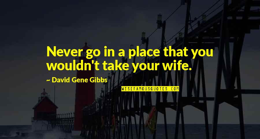 Peter Fleming Quotes By David Gene Gibbs: Never go in a place that you wouldn't