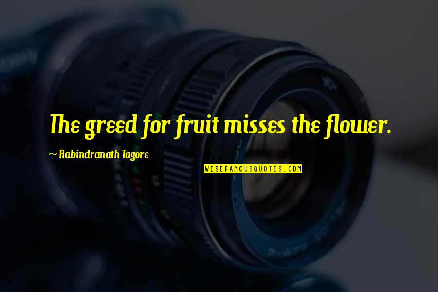 Peter Fonda Quotes By Rabindranath Tagore: The greed for fruit misses the flower.