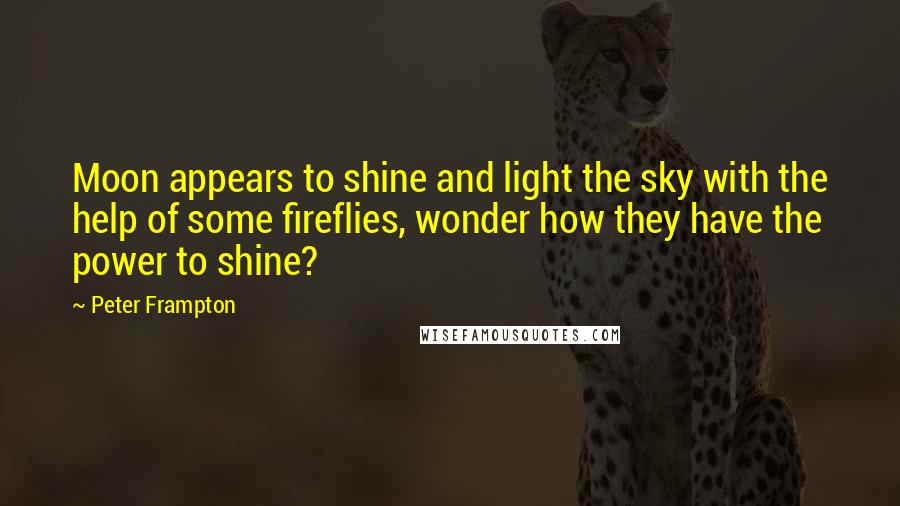 Peter Frampton quotes: Moon appears to shine and light the sky with the help of some fireflies, wonder how they have the power to shine?