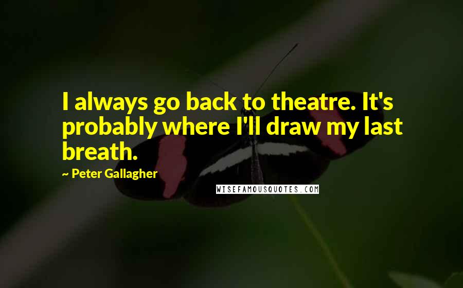 Peter Gallagher quotes: I always go back to theatre. It's probably where I'll draw my last breath.