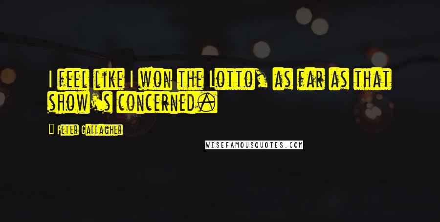 Peter Gallagher quotes: I feel like I won the Lotto, as far as that show's concerned.