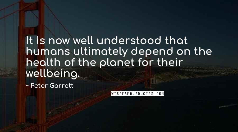 Peter Garrett quotes: It is now well understood that humans ultimately depend on the health of the planet for their wellbeing.