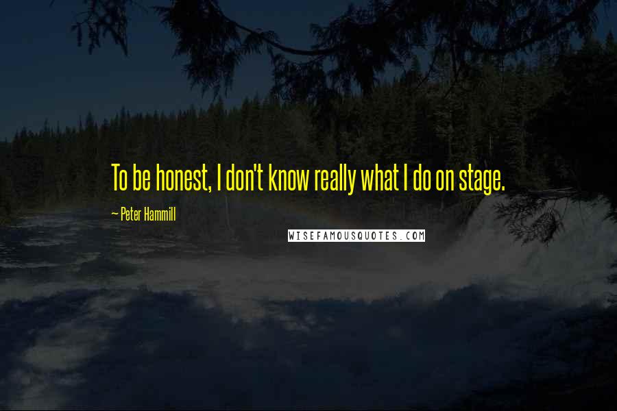 Peter Hammill quotes: To be honest, I don't know really what I do on stage.