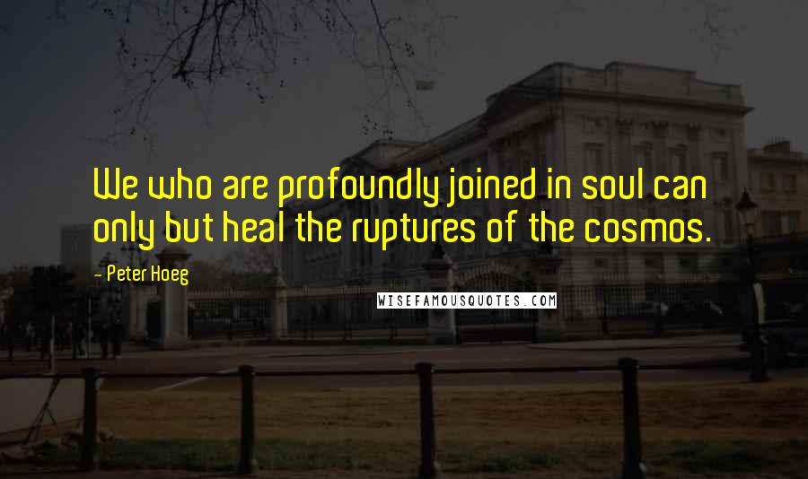 Peter Hoeg quotes: We who are profoundly joined in soul can only but heal the ruptures of the cosmos.