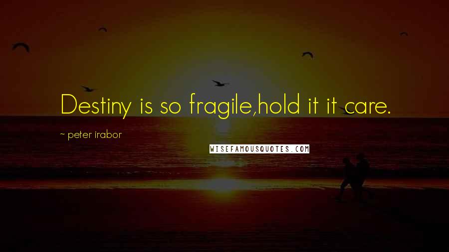 Peter Irabor quotes: Destiny is so fragile,hold it it care.