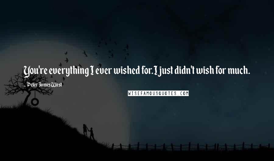 Peter James West quotes: You're everything I ever wished for.I just didn't wish for much.