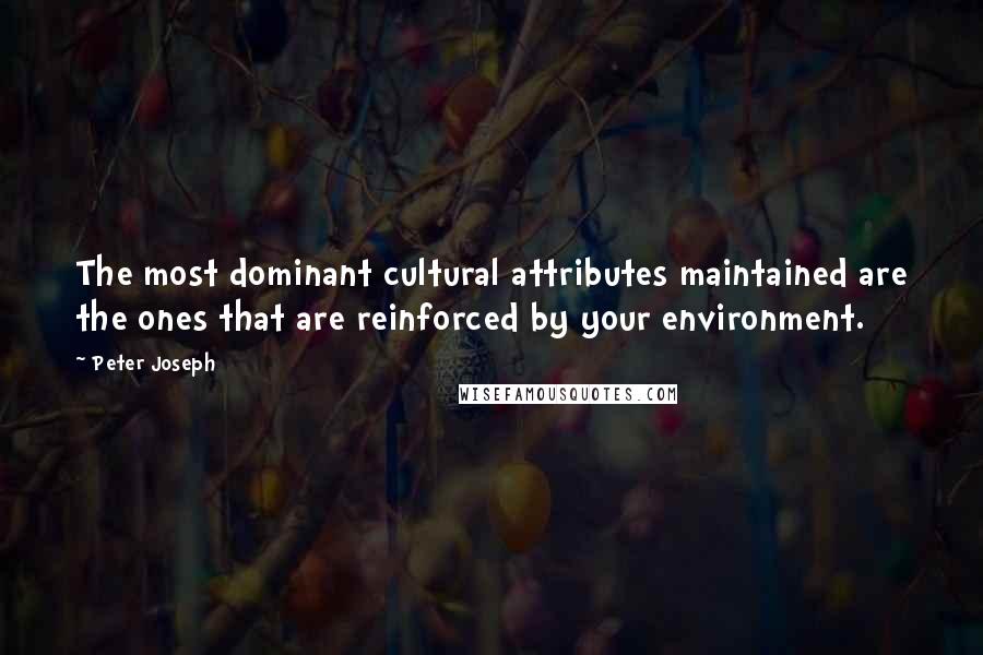 Peter Joseph quotes: The most dominant cultural attributes maintained are the ones that are reinforced by your environment.