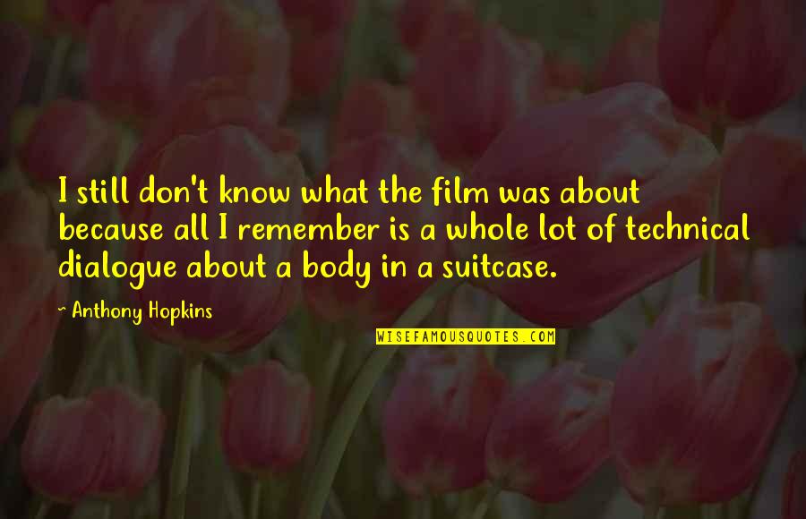 Peter Levine Healing Trauma Quotes By Anthony Hopkins: I still don't know what the film was Peter Levine Healing Trauma Quotes By Anthony Hopkins: I still don't know what the film was
