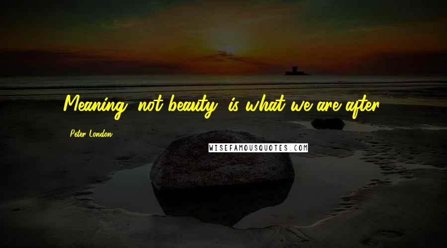 Peter London quotes: Meaning, not beauty, is what we are after.