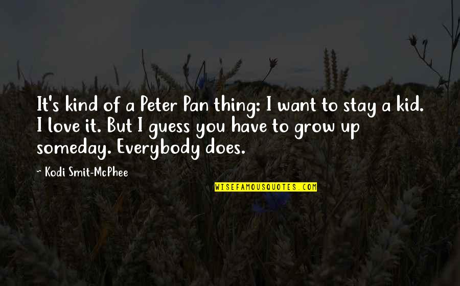 Peter Mcphee Quotes By Kodi Smit-McPhee: It's kind of a Peter Pan thing: I