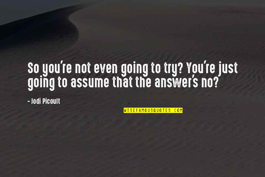Peter Minuit Quotes By Jodi Picoult: So you're not even going to try? You're