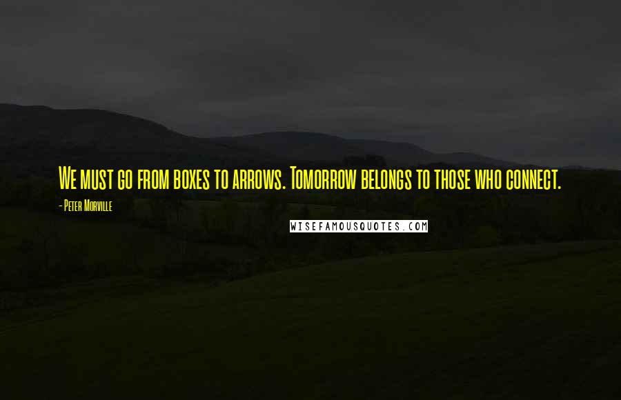 Peter Morville quotes: We must go from boxes to arrows. Tomorrow belongs to those who connect.