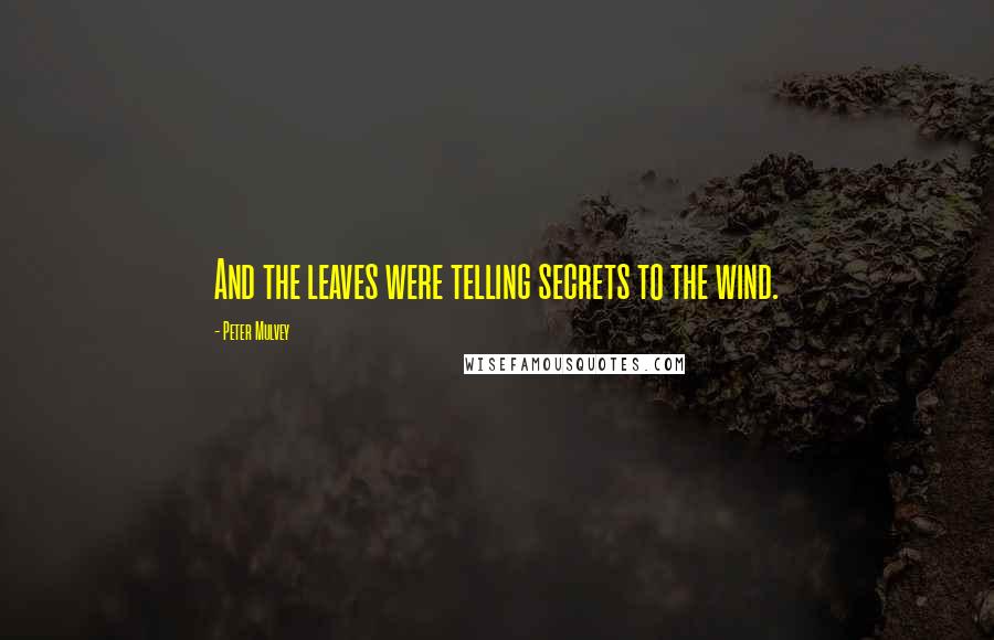 Peter Mulvey quotes: And the leaves were telling secrets to the wind.