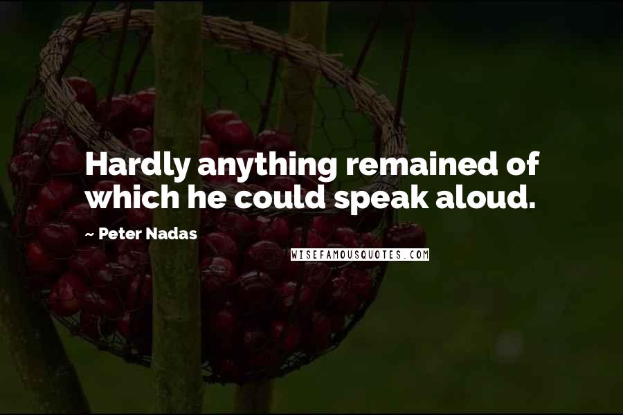 Peter Nadas quotes: Hardly anything remained of which he could speak aloud.