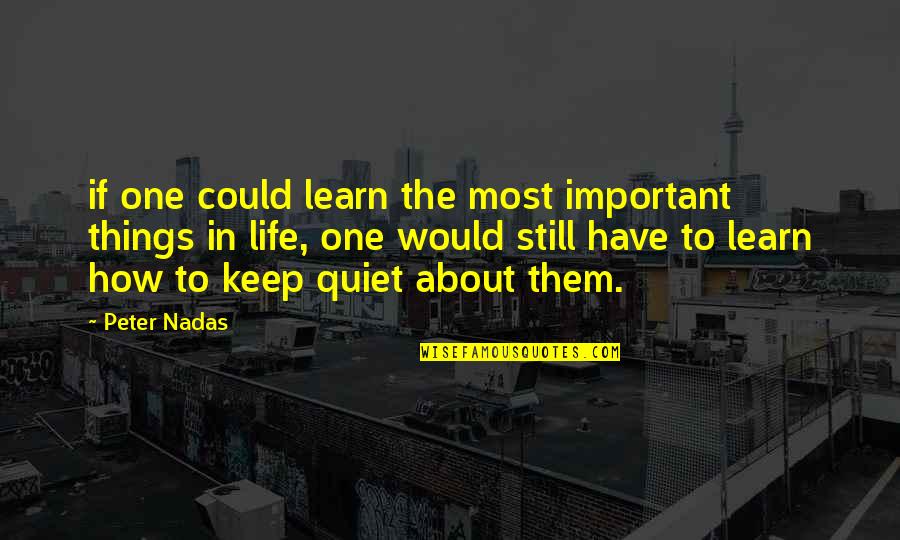 Peter Nadas Quotes By Peter Nadas: if one could learn the most important things