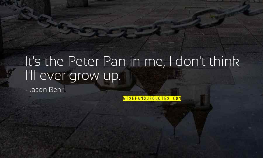 Peter Pan Quotes By Jason Behr: It's the Peter Pan in me, I don't