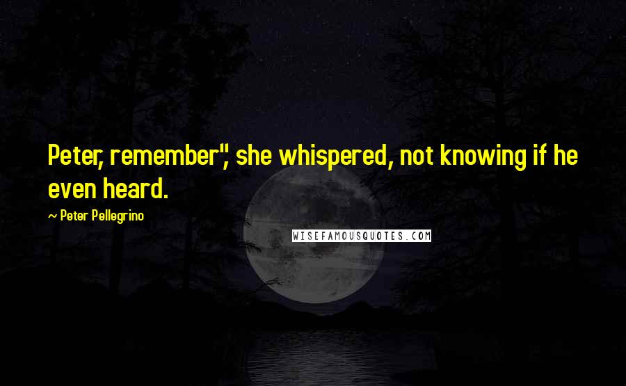 Peter Pellegrino quotes: Peter, remember", she whispered, not knowing if he even heard.