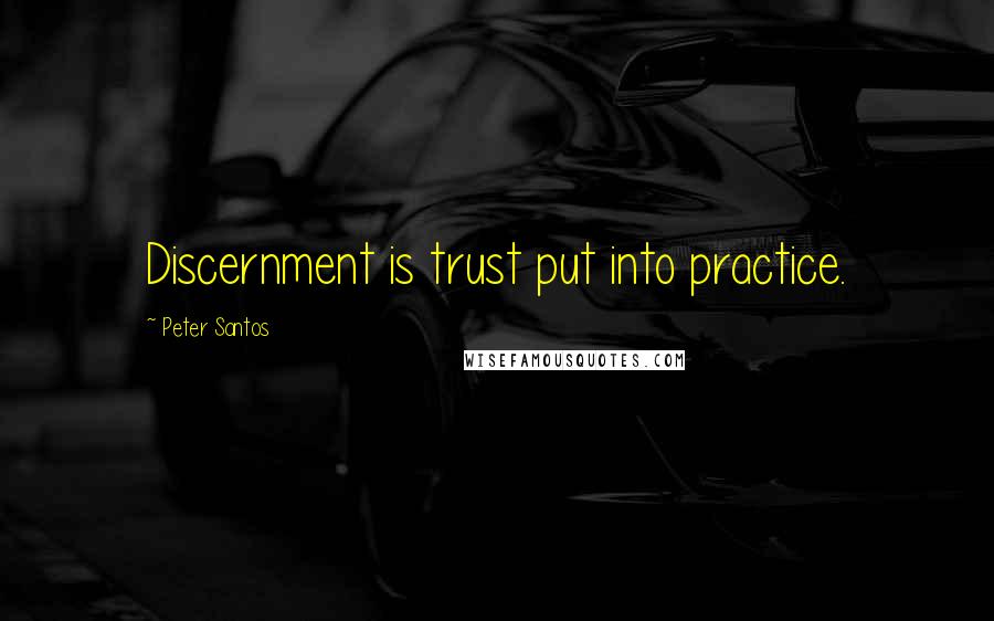 Peter Santos quotes: Discernment is trust put into practice.