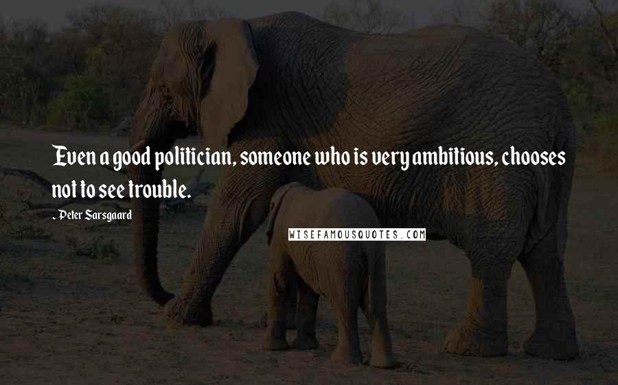 Peter Sarsgaard quotes: Even a good politician, someone who is very ambitious, chooses not to see trouble.