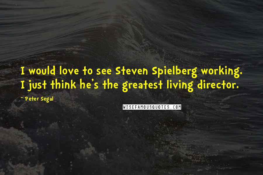 Peter Segal quotes: I would love to see Steven Spielberg working. I just think he's the greatest living director.