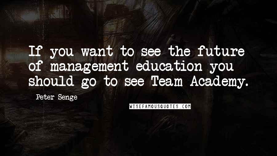 Peter Senge quotes: If you want to see the future of management education you should go to see Team Academy.