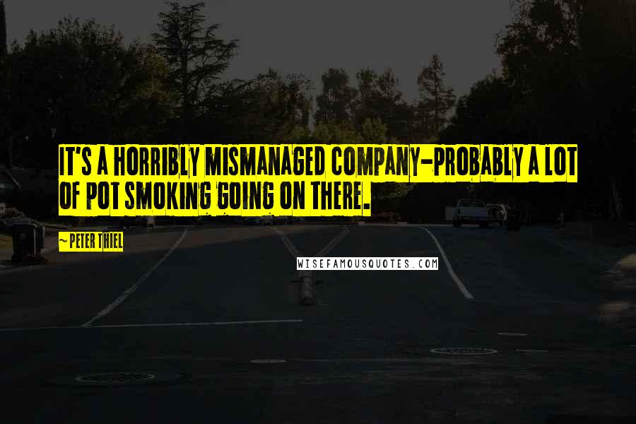 Peter Thiel quotes: It's a horribly mismanaged company-probably a lot of pot smoking going on there.