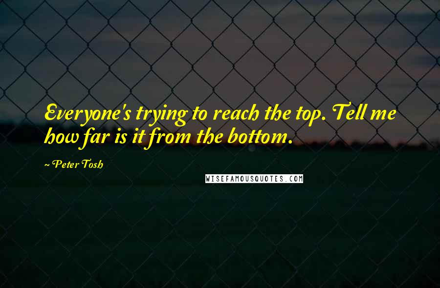 Peter Tosh quotes: Everyone's trying to reach the top. Tell me how far is it from the bottom.