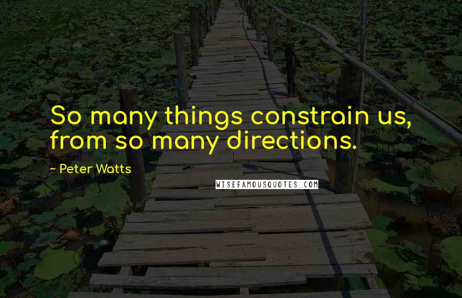 Peter Watts quotes: So many things constrain us, from so many directions.