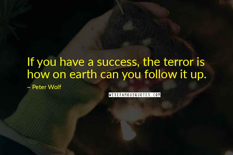 Peter Wolf quotes: If you have a success, the terror is how on earth can you follow it up.