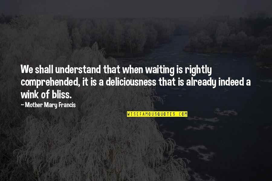 Petje Af Quotes By Mother Mary Francis: We shall understand that when waiting is rightly