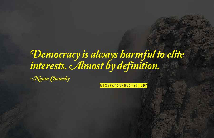 Petkova Eva Quotes By Noam Chomsky: Democracy is always harmful to elite interests. Almost