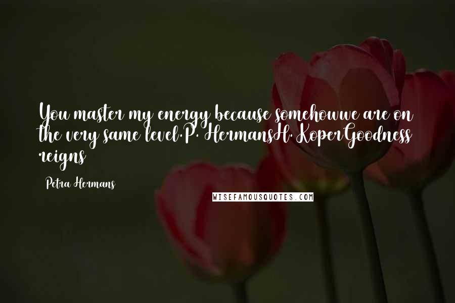 Petra Hermans quotes: You master my energy because somehowwe are on the very same level.P. HermansH. KoperGoodness reigns