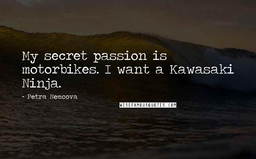 Petra Nemcova quotes: My secret passion is motorbikes. I want a Kawasaki Ninja.